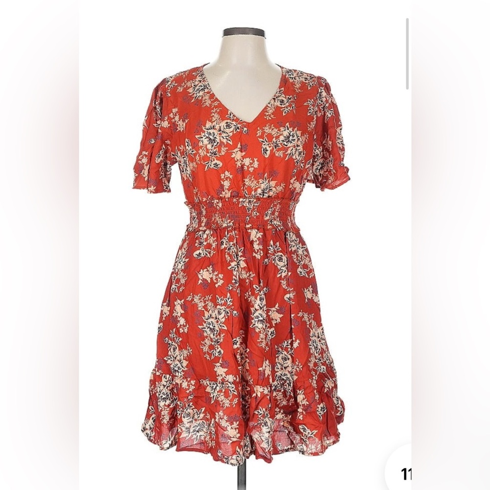 Angie orange floral dress size small. Perfect condition